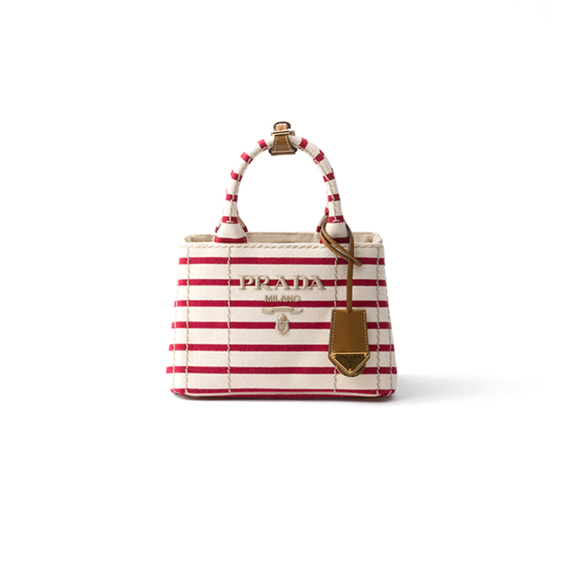 Pra*a jardiniÈre striped cotton canvas mini bag 1ba038 (22*15*13cm)